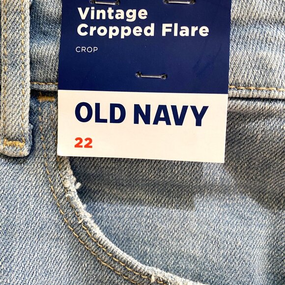 Old Navy Jeans Womens 22 Blue High Rise VTG CROPPED FLARE NWT Retail $44.99 - Picture 5 of 12